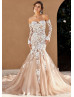Strapless Lace Tulle Wedding Dress With Removable Sleeves